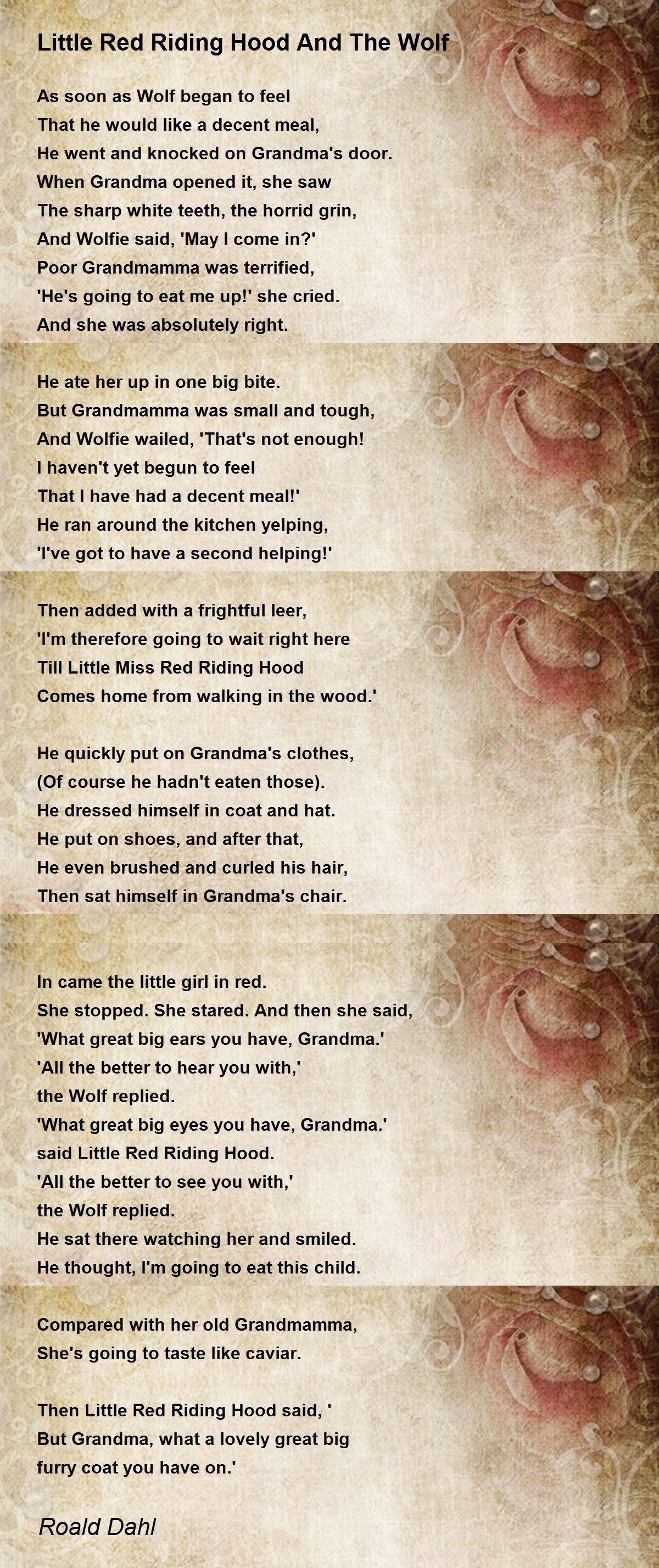Little Red Hood The - Little Red Riding Hood And The Wolf Poem by Roald