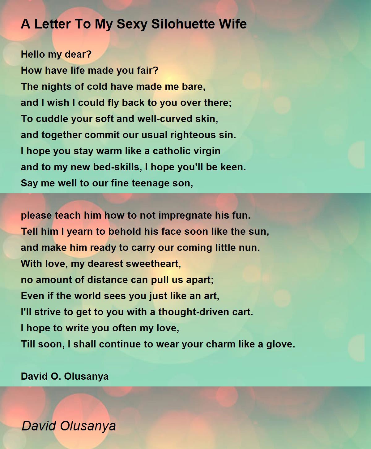 Sexy Silohuette Wife Poem by David Olusanya image