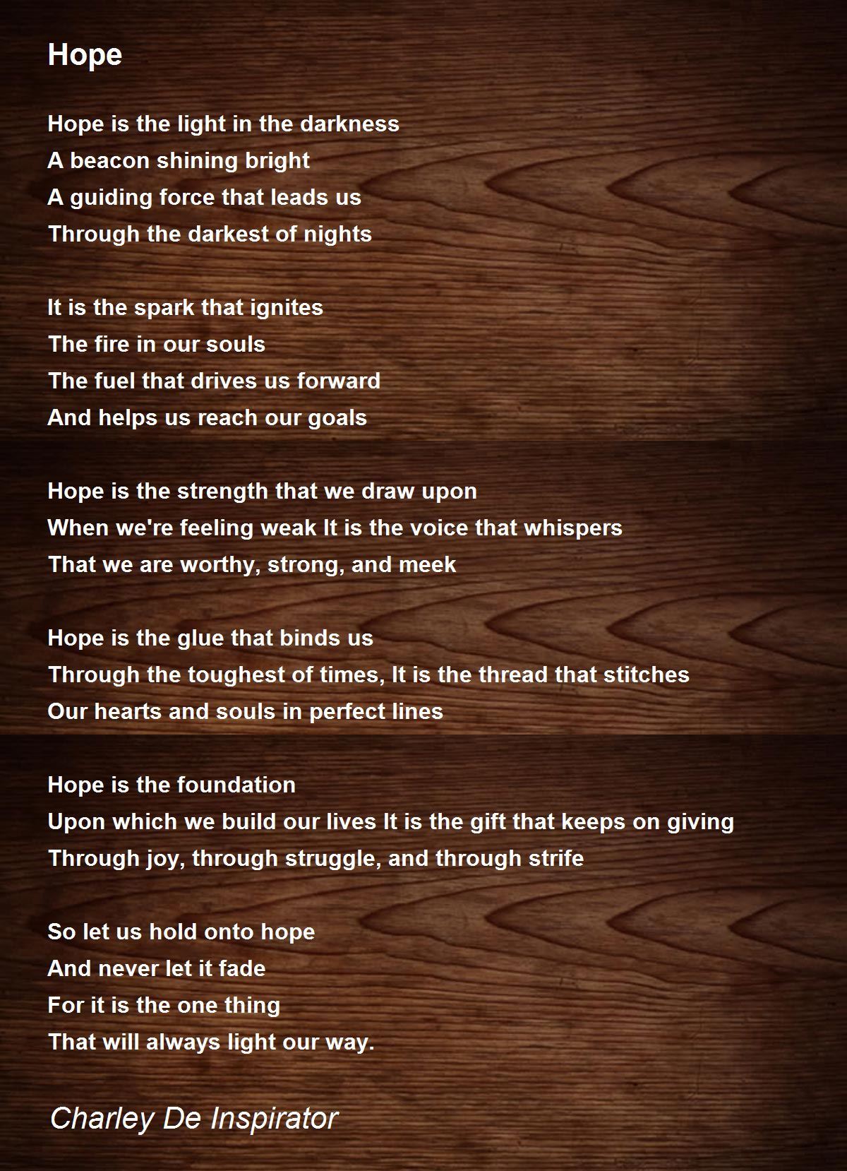 Spark Of Hope - Spark Of Hope Poem by Kaysen Fraker