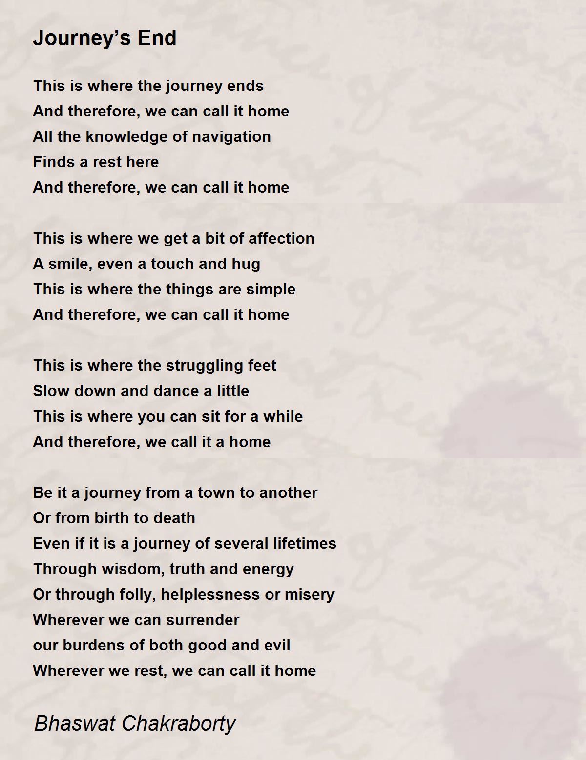 Journey S End Poem By Bhaswat Chakraborty