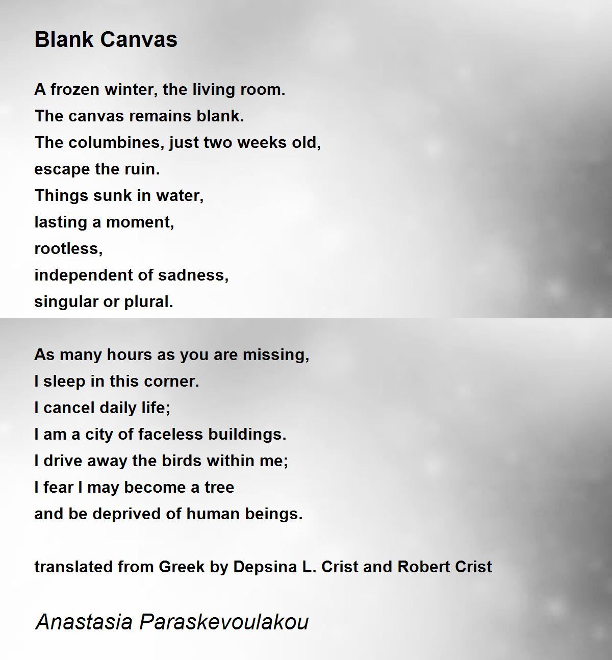 Blank Canvas Blank Canvas Poem by Anastasia Paraskevoulakou