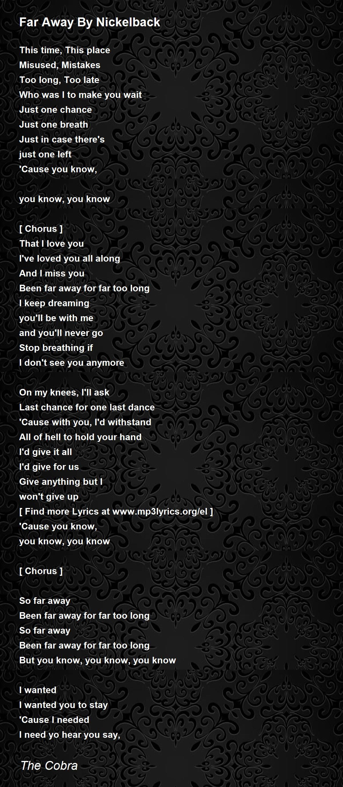Far Away - Nickelback (Lyrics) 🎵 