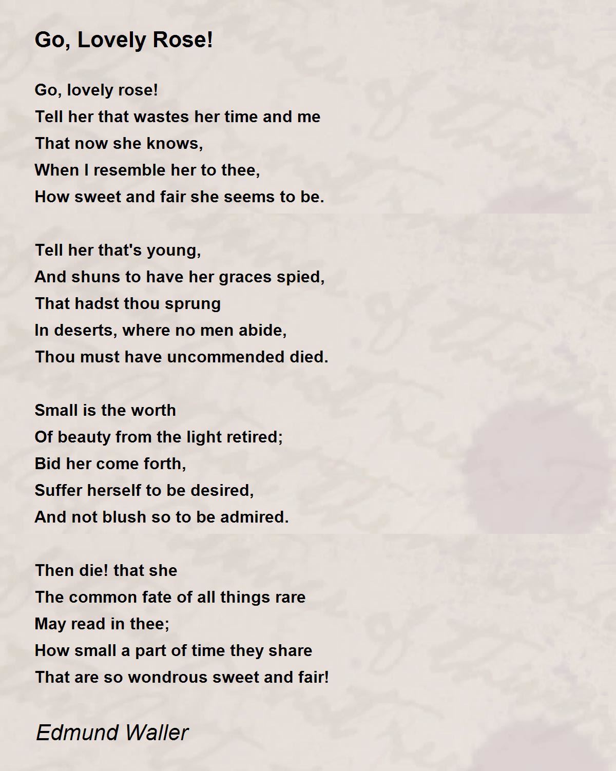 Go, Lovely Rose! - Go, Lovely Rose! Poem by Edmund Waller