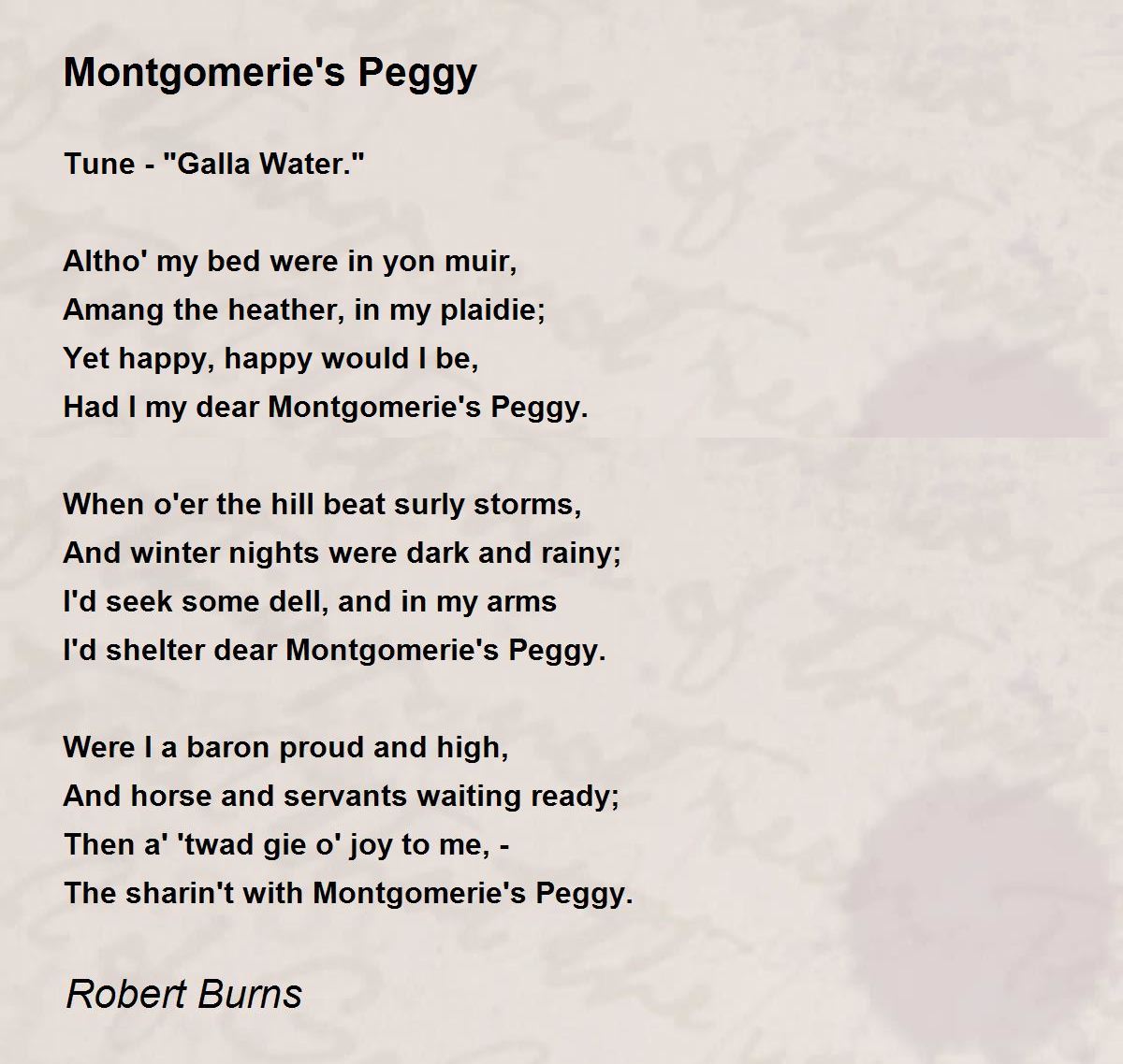 Montgomerie's Peggy - Montgomerie's Peggy Poem by Robert Burns