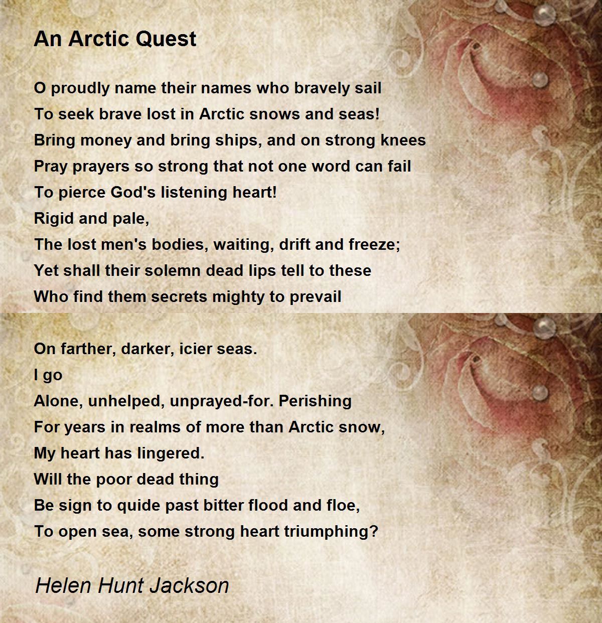 An Arctic Quest - An Arctic Quest Poem by Helen Hunt Jackson