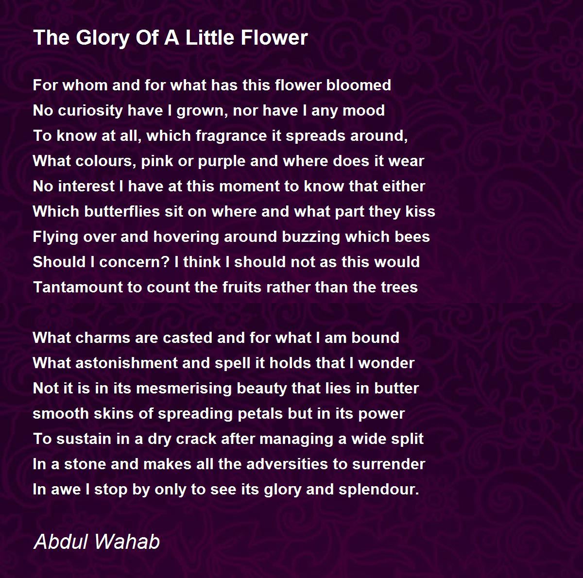 The Glory Of A Little Flower Poem By