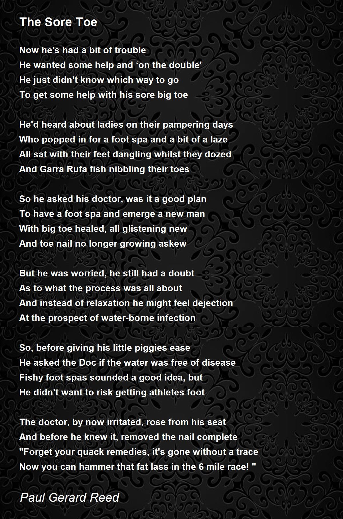 The Sore Toe - The Sore Toe Poem by Paul Reed