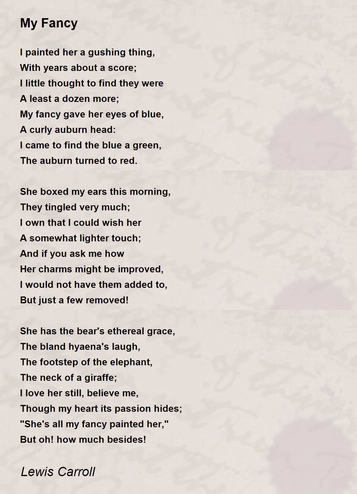 My Fancy - My Fancy Poem by Lewis Carroll