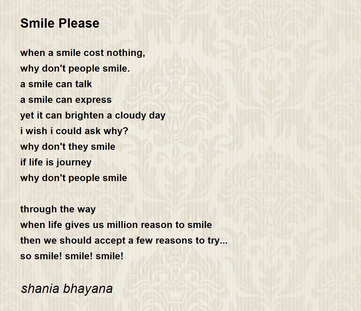Smile Please - Smile Please Poem by shania bhayana