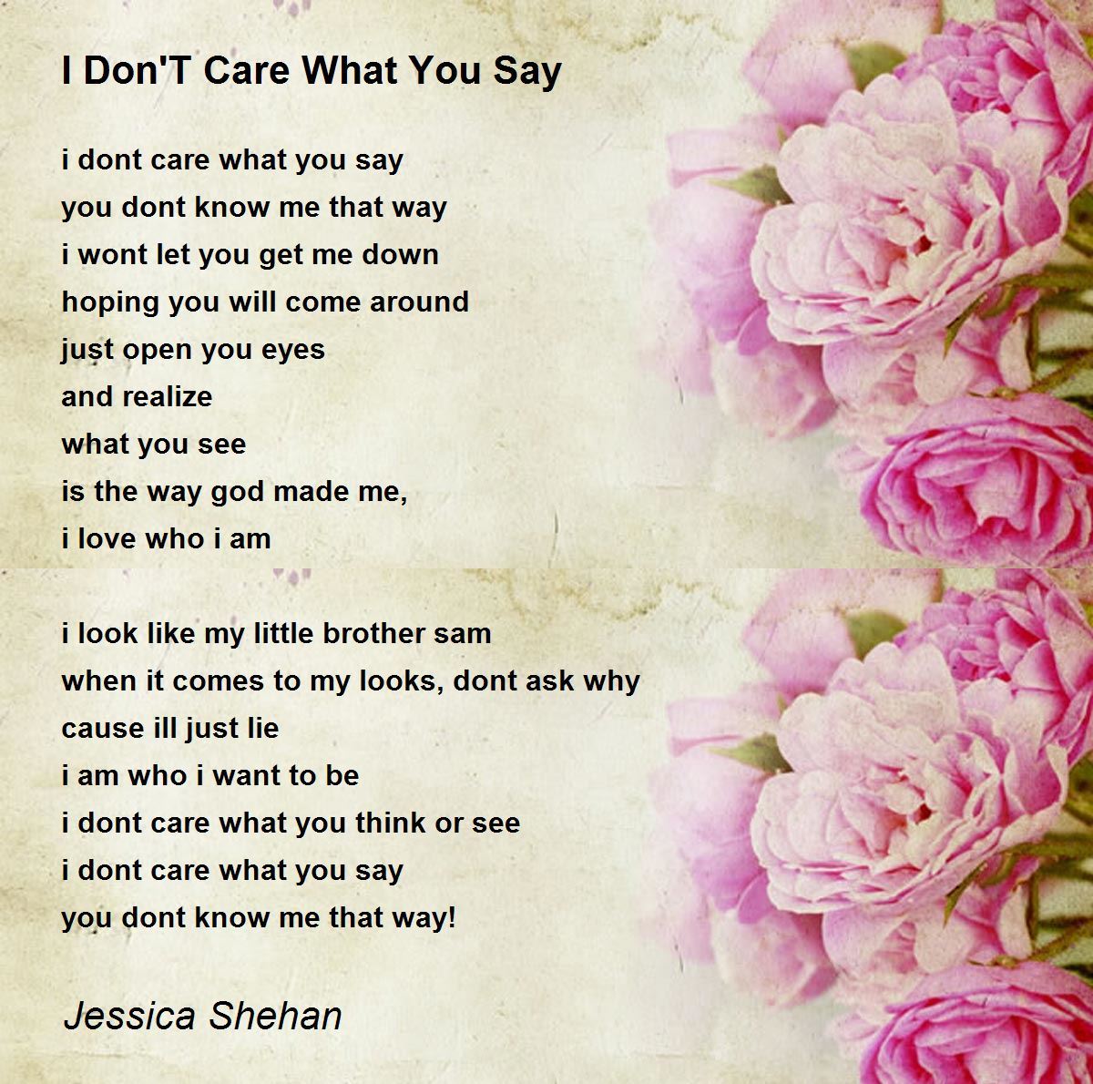 I Don'T Care What You Say - I Don'T Care What You Say Poem by ...