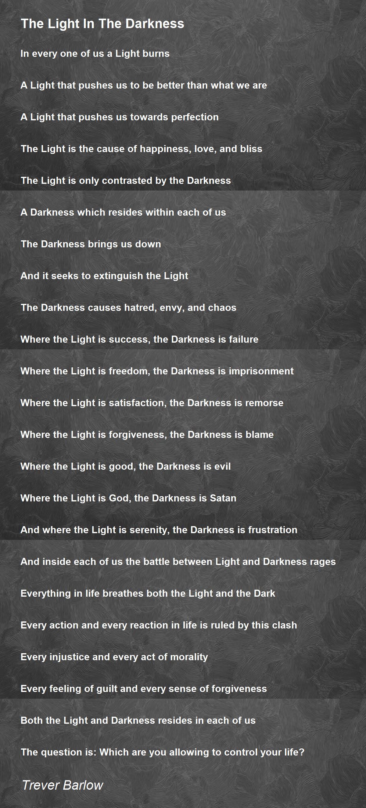 The Light In Darkness Poem