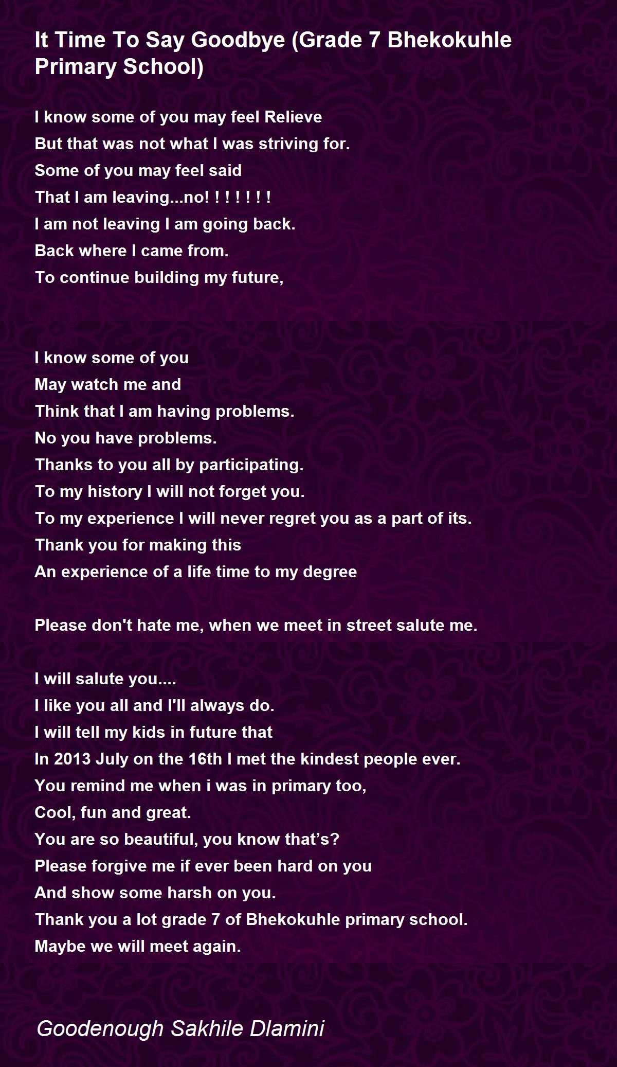 Farewell Poems For Primary Leavers Infoupdate
