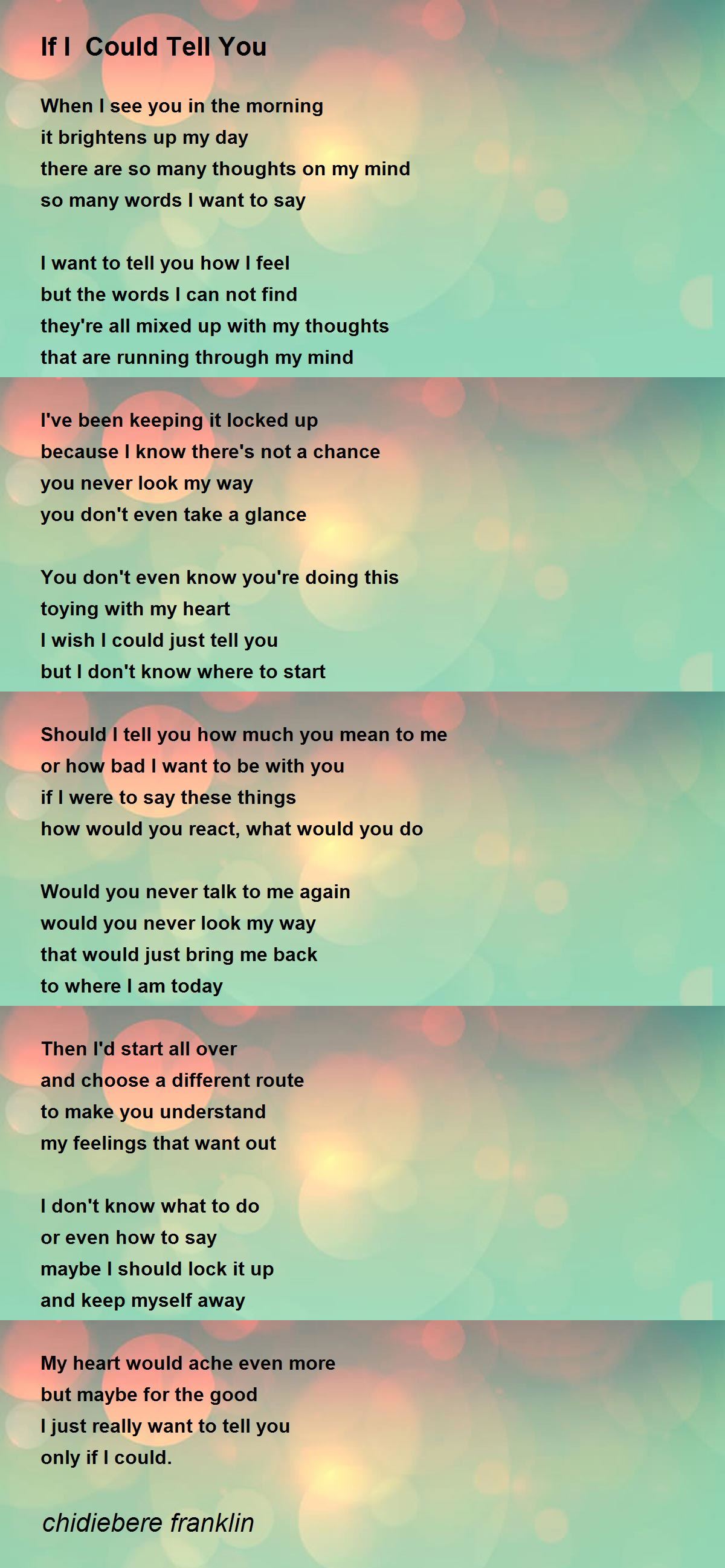 if i could tell you poem