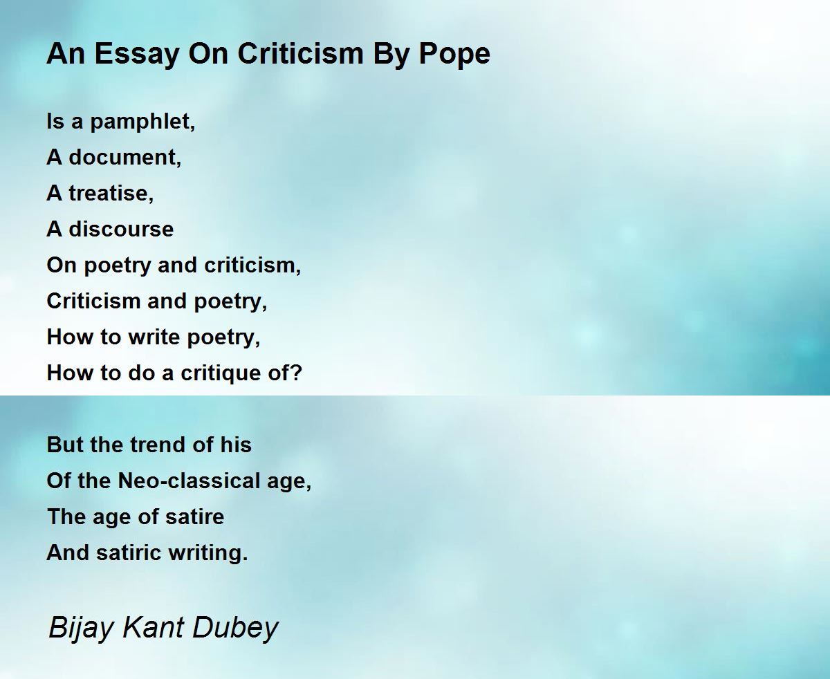 Critical essay poem example