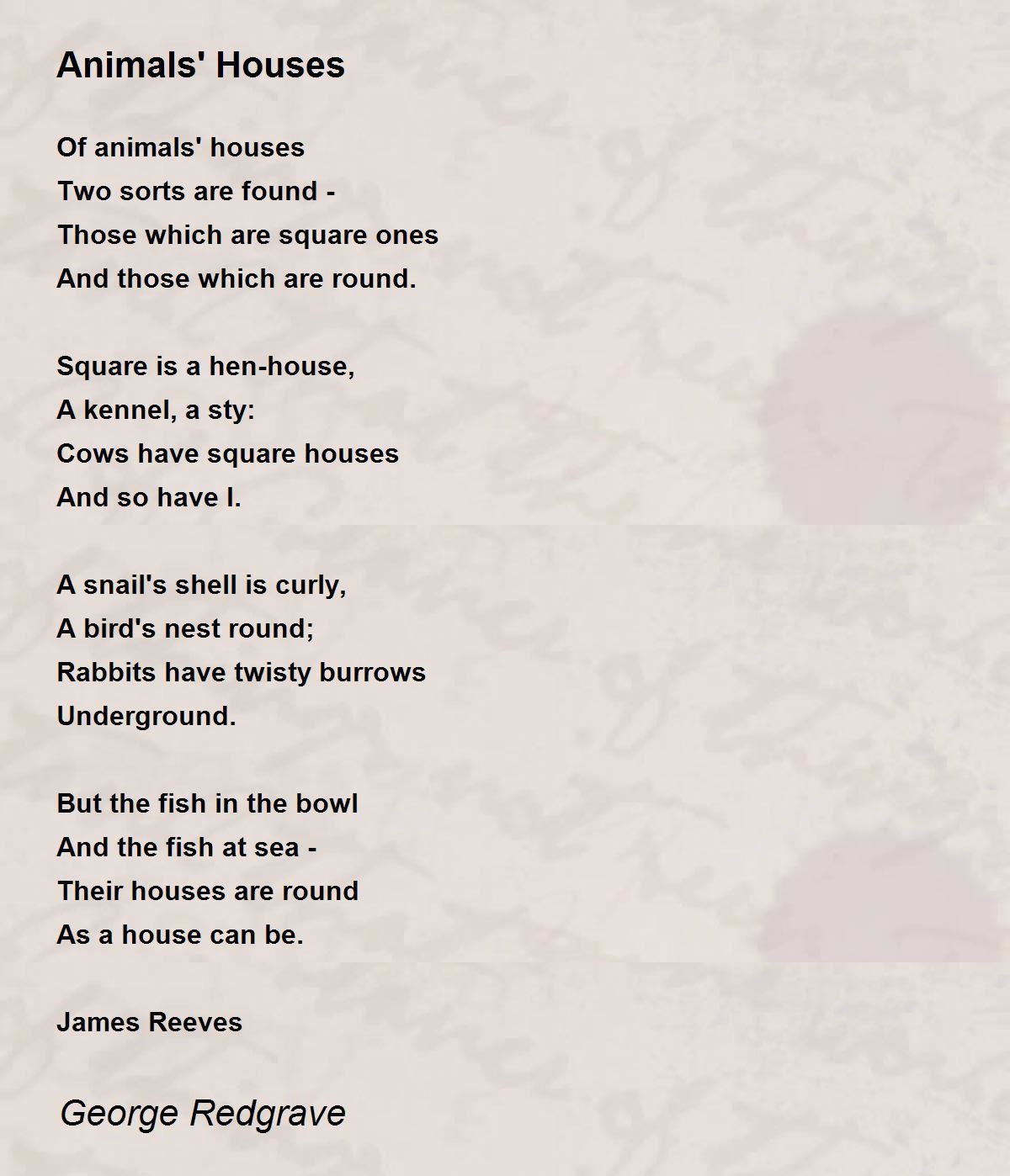 Animals' Houses - Animals' Houses Poem by George Redgrave
