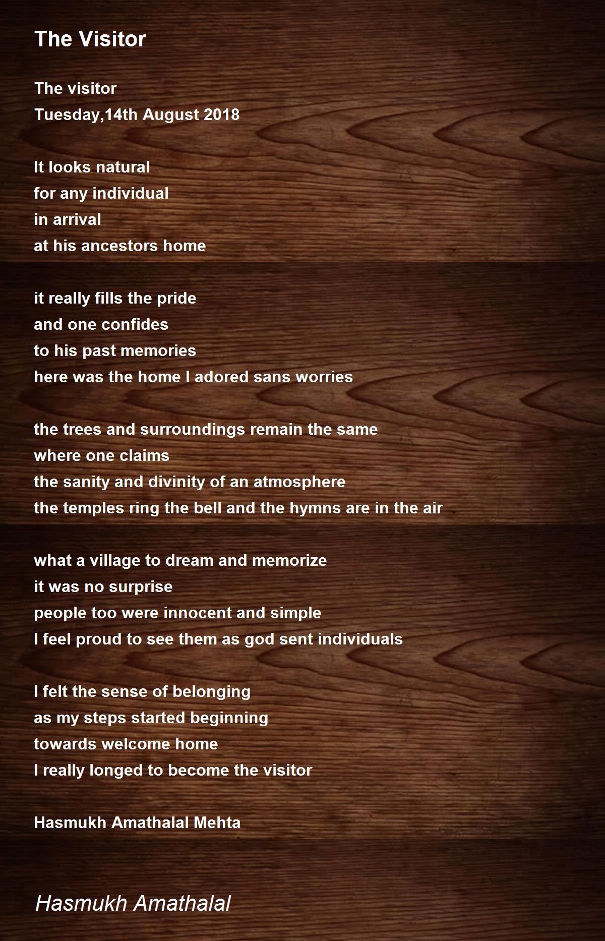 Welcome Home - Welcome Home Poem by Mehta Hasmukh Amathaal