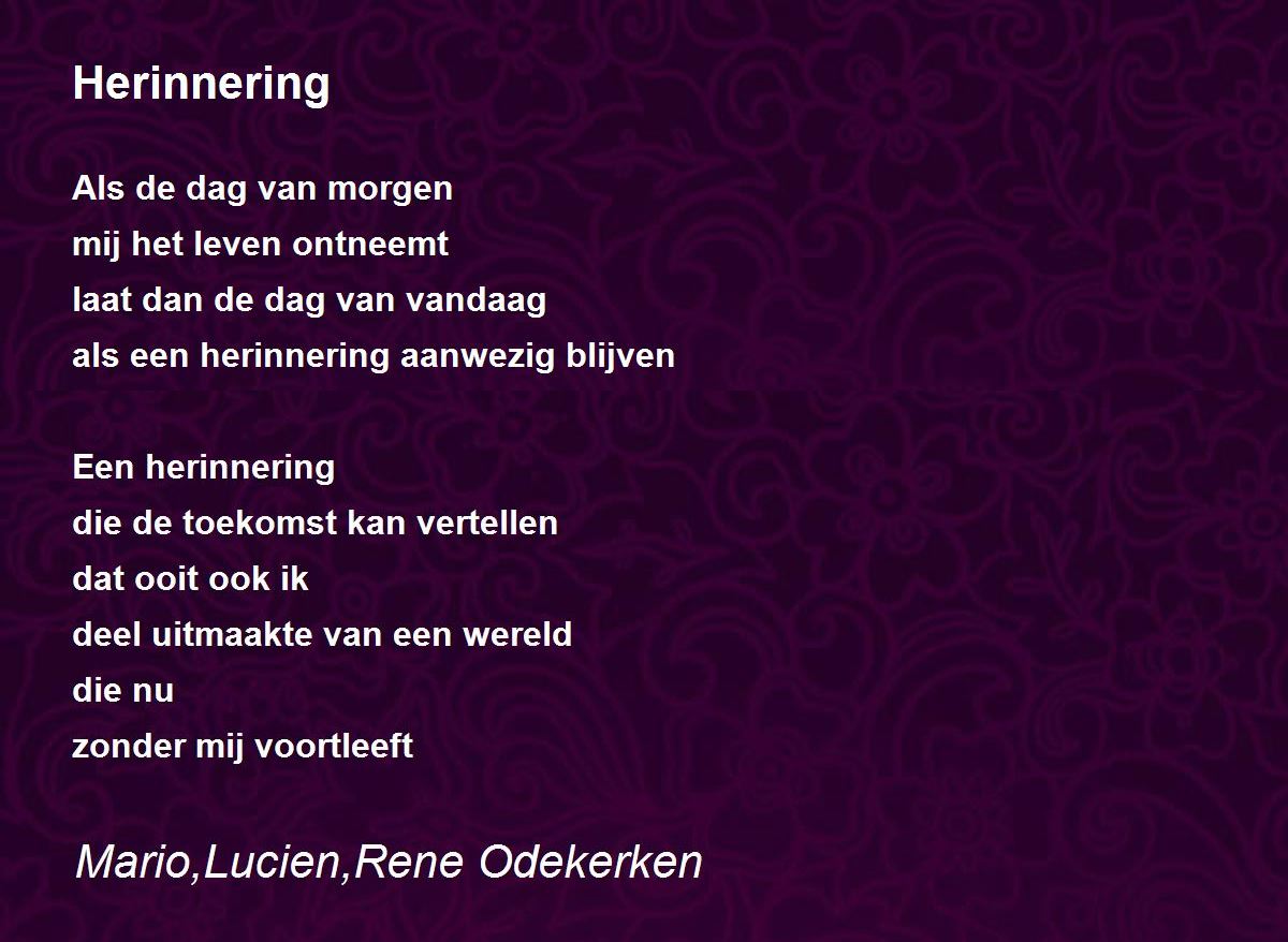 Herinnering - Herinnering Poem by Lucien, Rene Odekerken