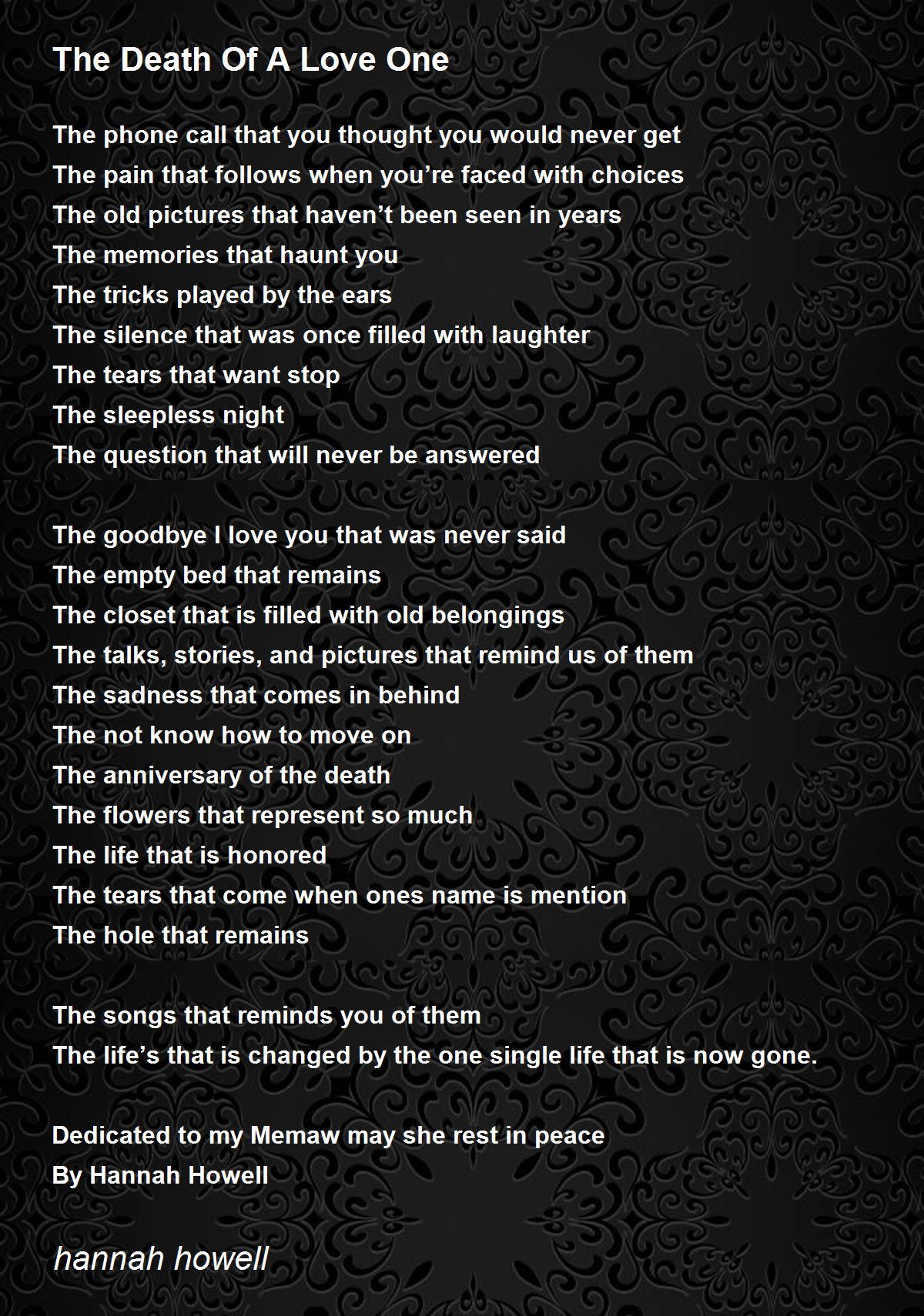 Death Poems For Loved Ones