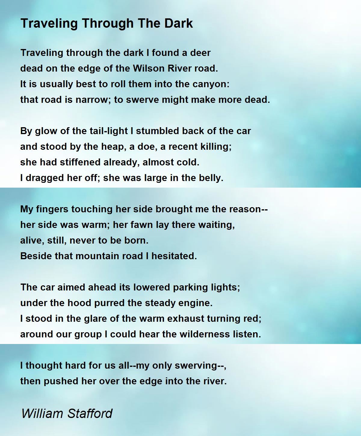 traveling through the dark poem