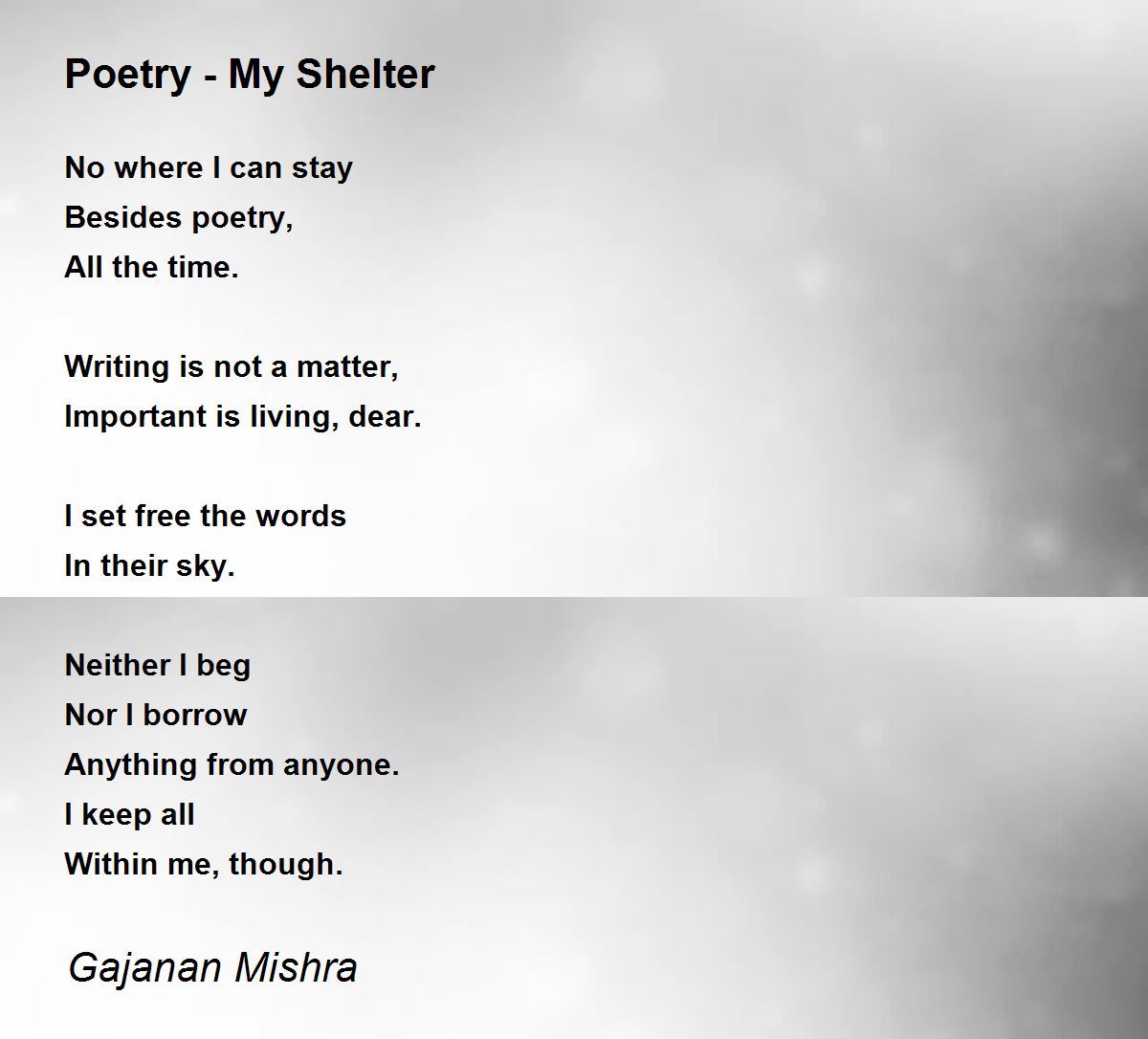 Poetry - My Shelter - Poetry - My Shelter Poem by Gajanan Mishra