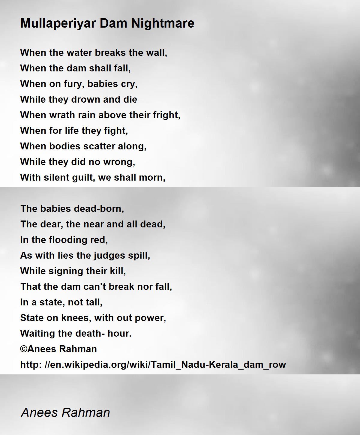 Mullaperiyar Dam Nightmare - Mullaperiyar Dam Nightmare Poem by ...