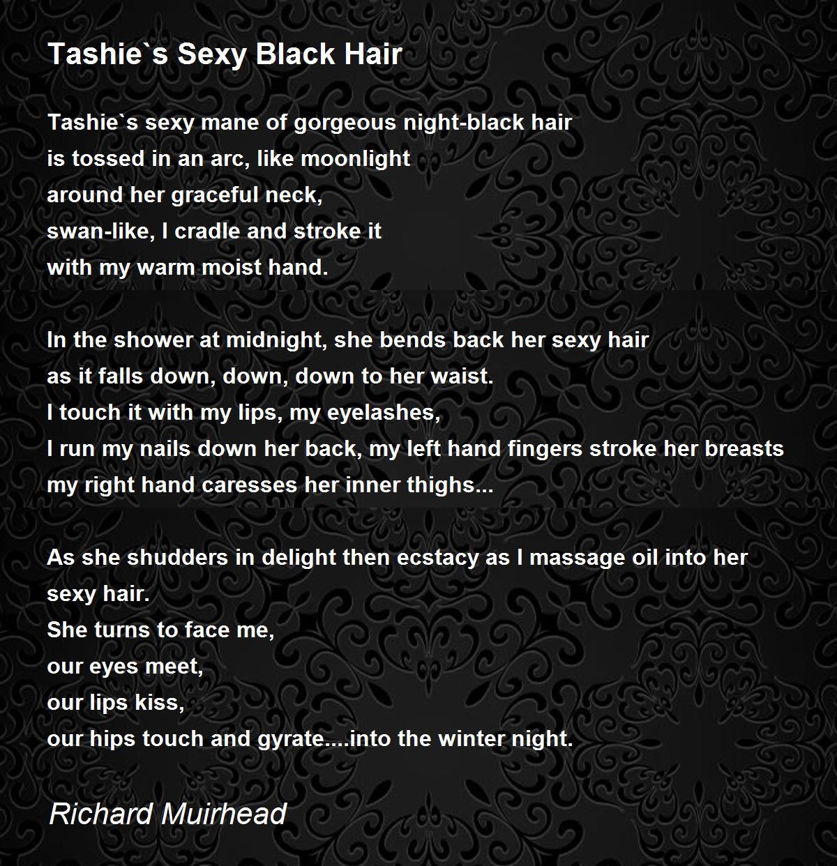 Tashie`s Sexy Black Hair - Tashie`s Sexy Black Hair Poem by Richard Muirhead