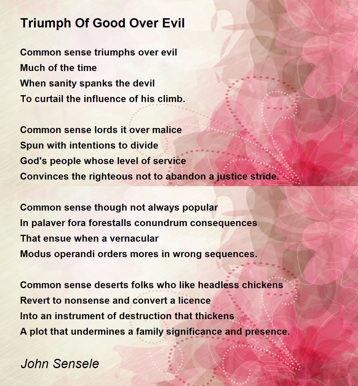 Triumph Of Good Over Evil Poem