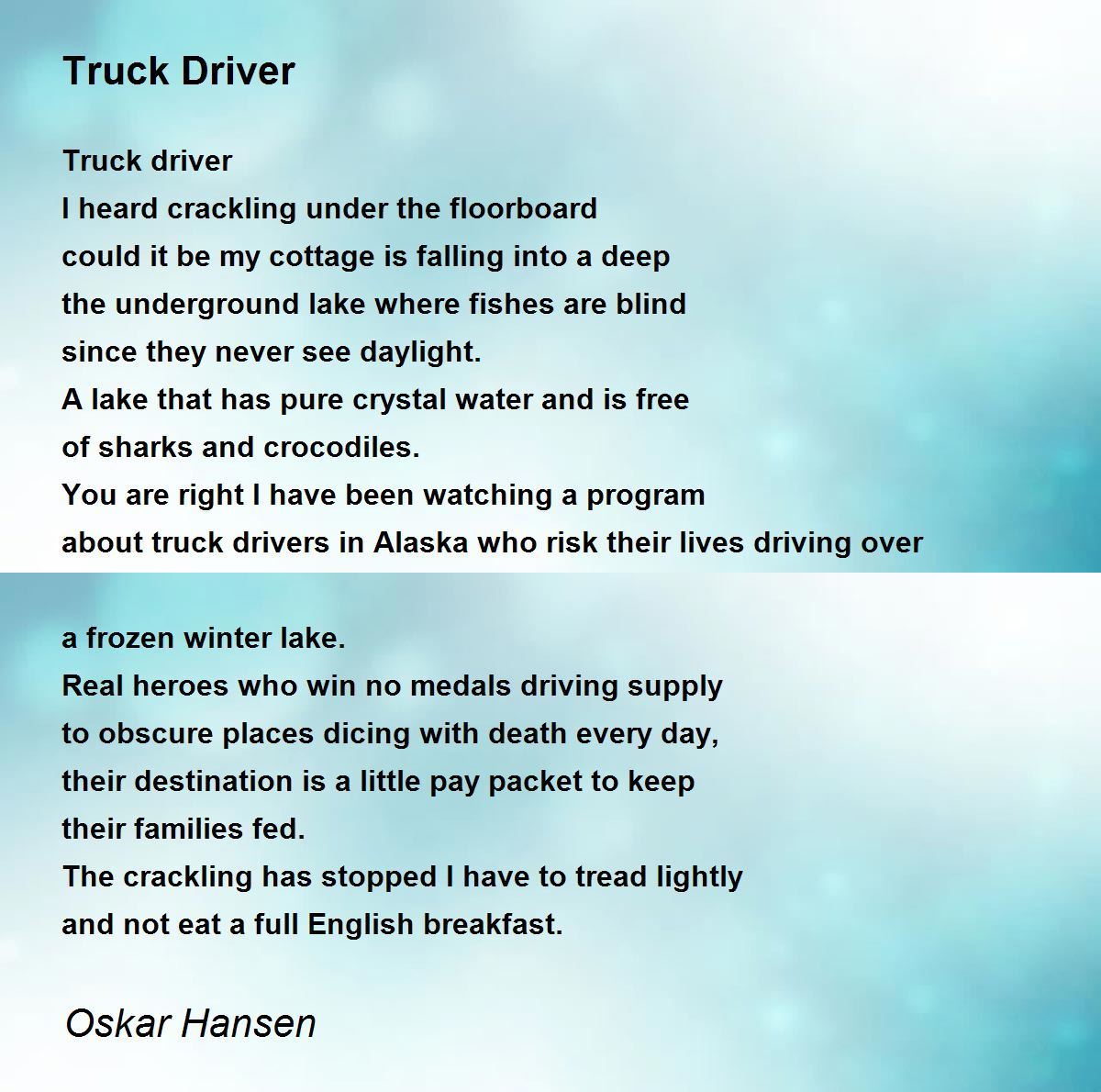 truck driver poems