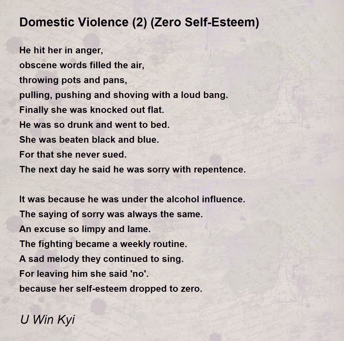 Domestic Violence 2 Zero Self Esteem