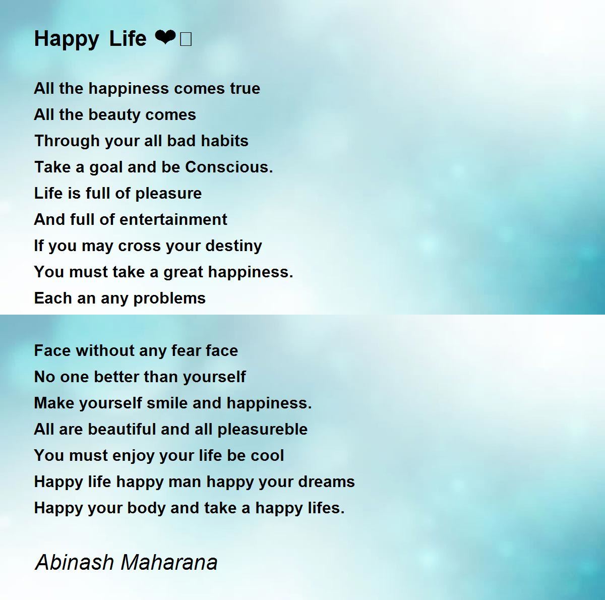 Happy Life Happy Life Poem By Abinash Maharana
