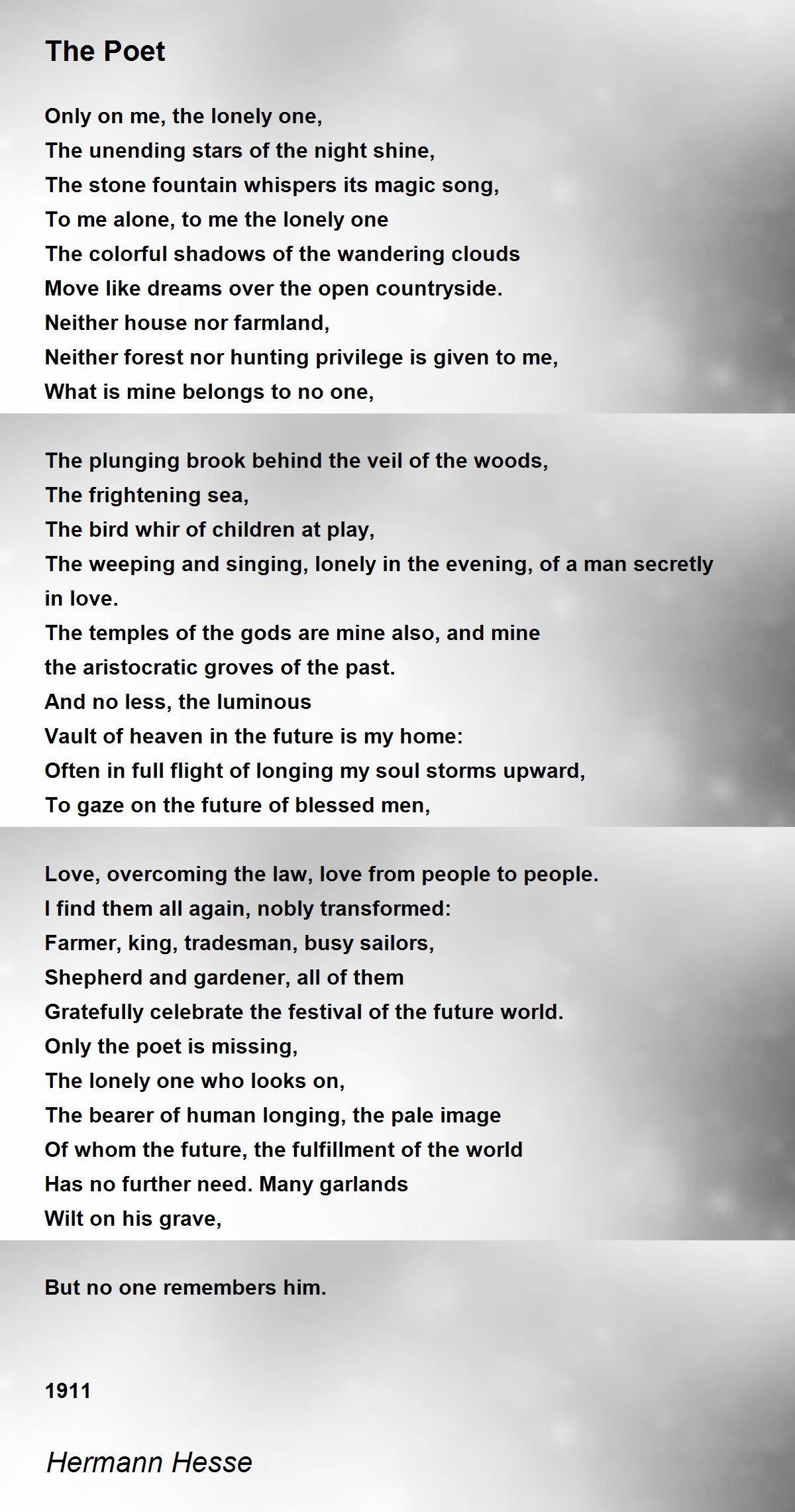 The Poet Poem By Hermann Hesse