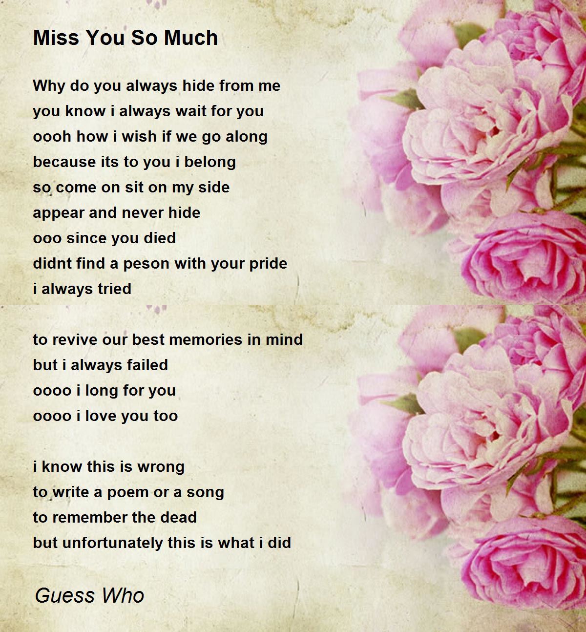 Miss You So Much - Miss You So Much Poem by Guess Who