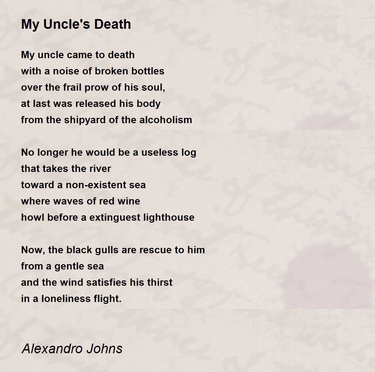My Uncle S Poem By Alexandro Johns
