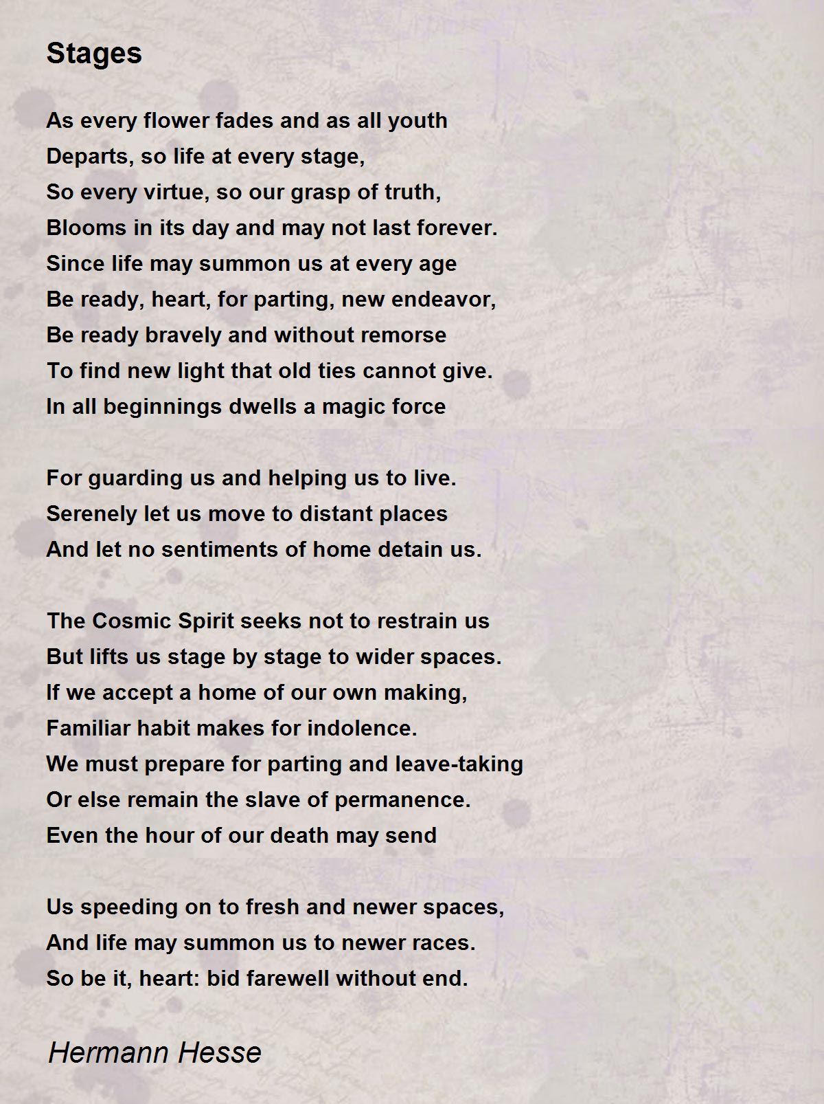 Stages Poem By Hermann Hesse