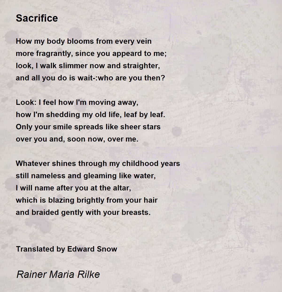 Sacrifice - Sacrifice Poem by Rainer Maria Rilke