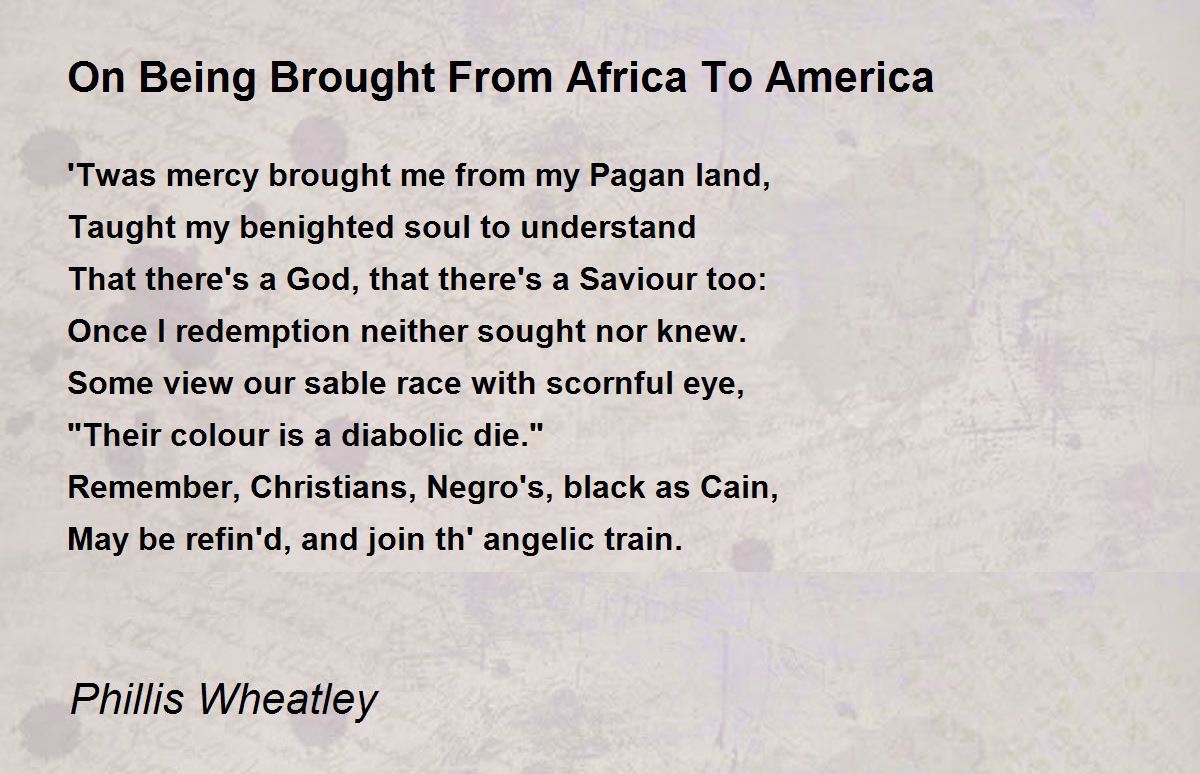 wheatley on being brought from africa to america