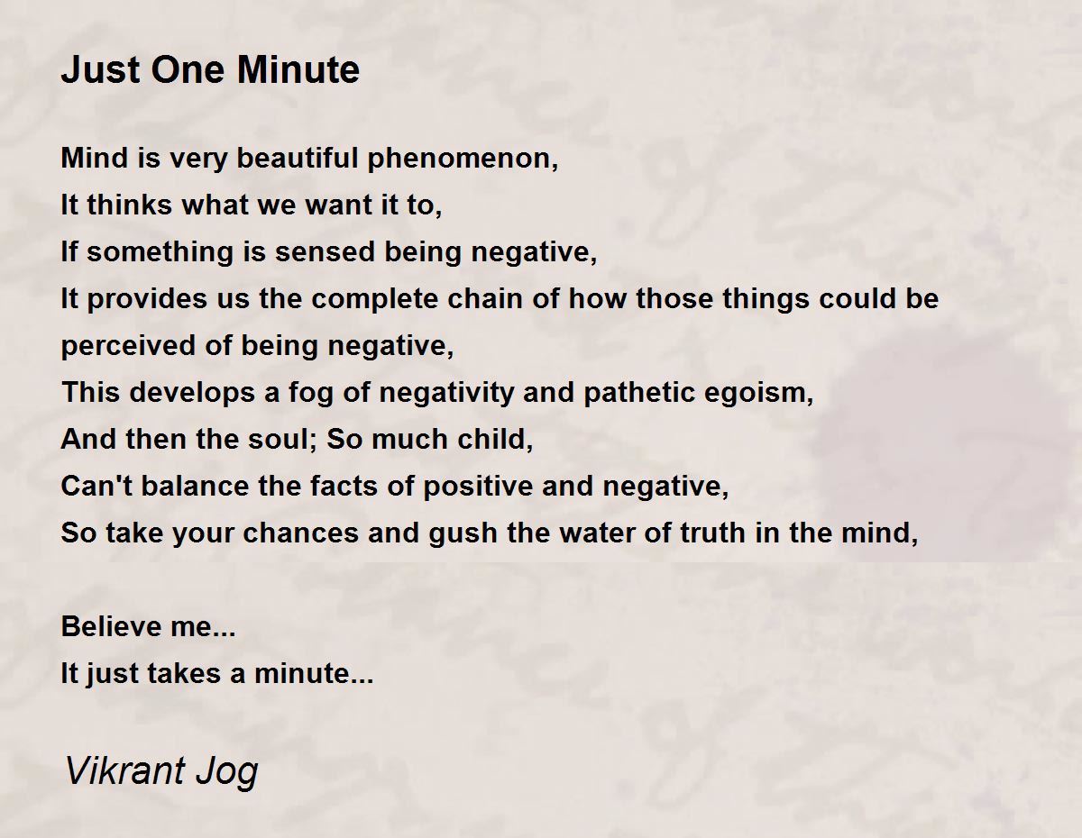 Just One Minute Poem By Vikrant Jog