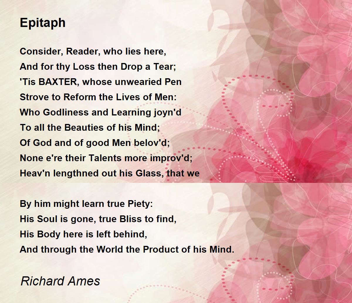 Epitaph Poem By Richard Ames
