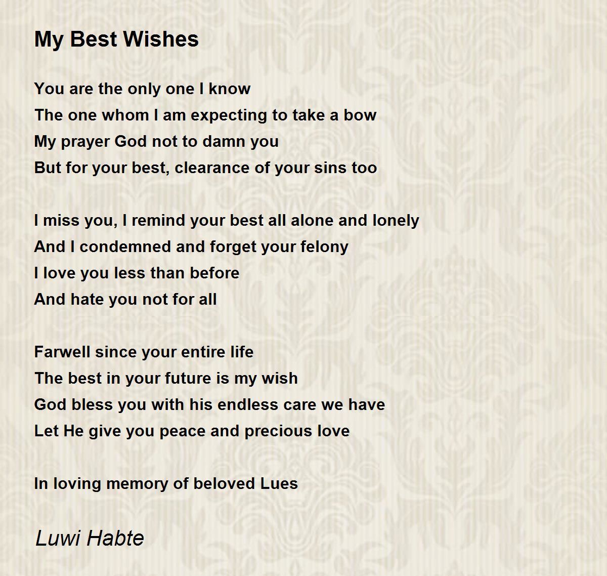 My Best Wishes - My Best Wishes Poem by Luwi Habte