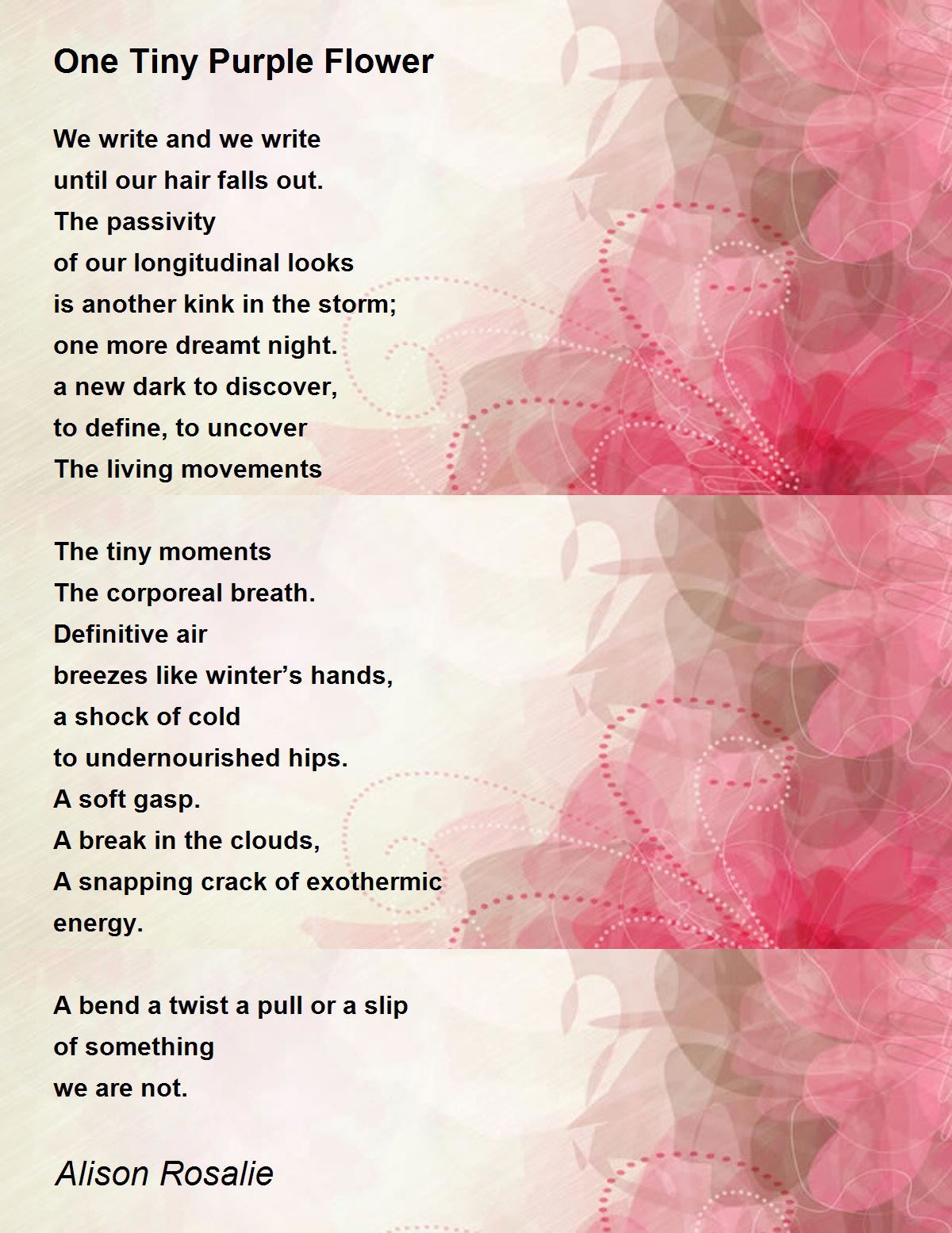 Tiny Purple Flower Poem By Alison Rosalie