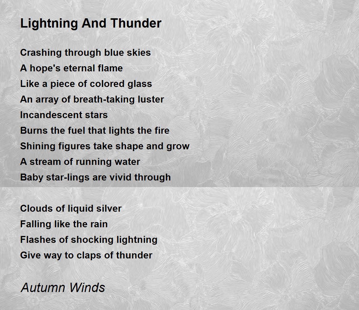 Lightning And Thunder Poem By Autumn Winds