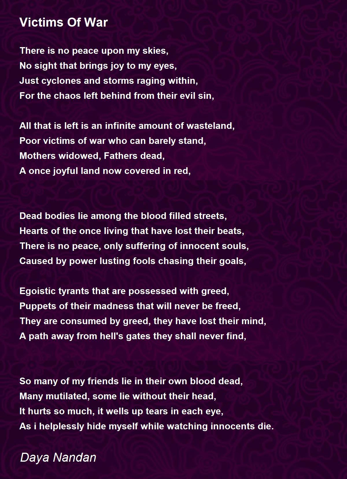 Sad Poems About War Sad Poems About War