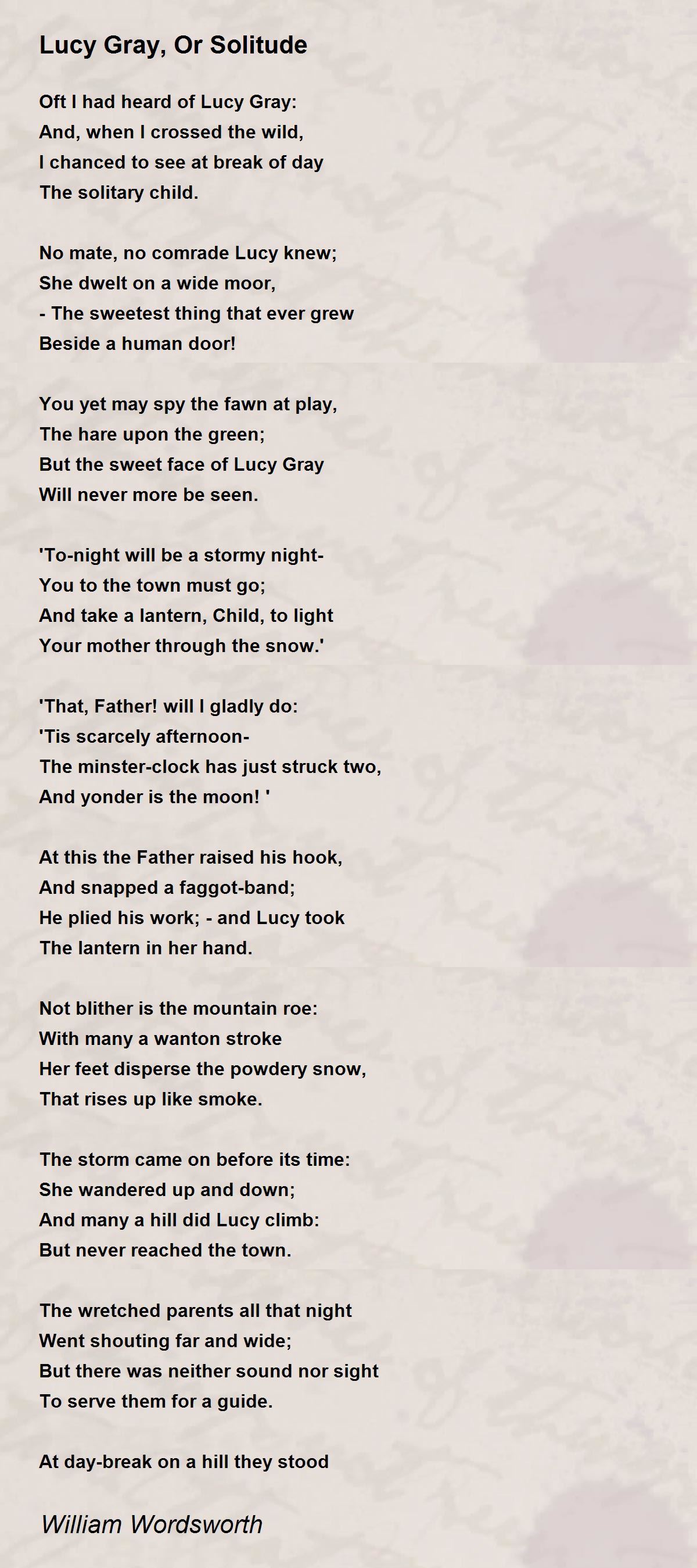lucy gray by william wordsworth poem