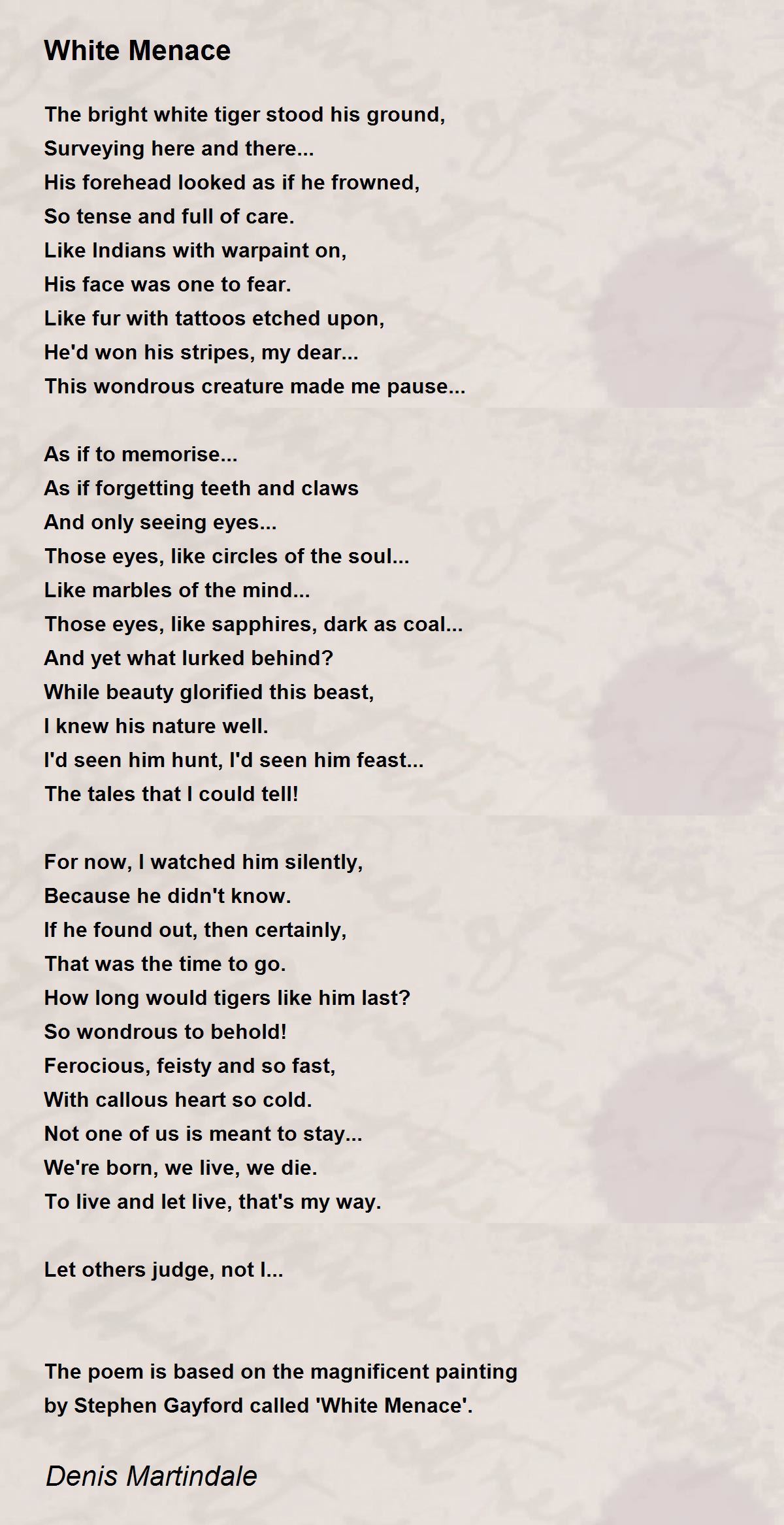 Menacing - Menacing Poem by Denis Martindale