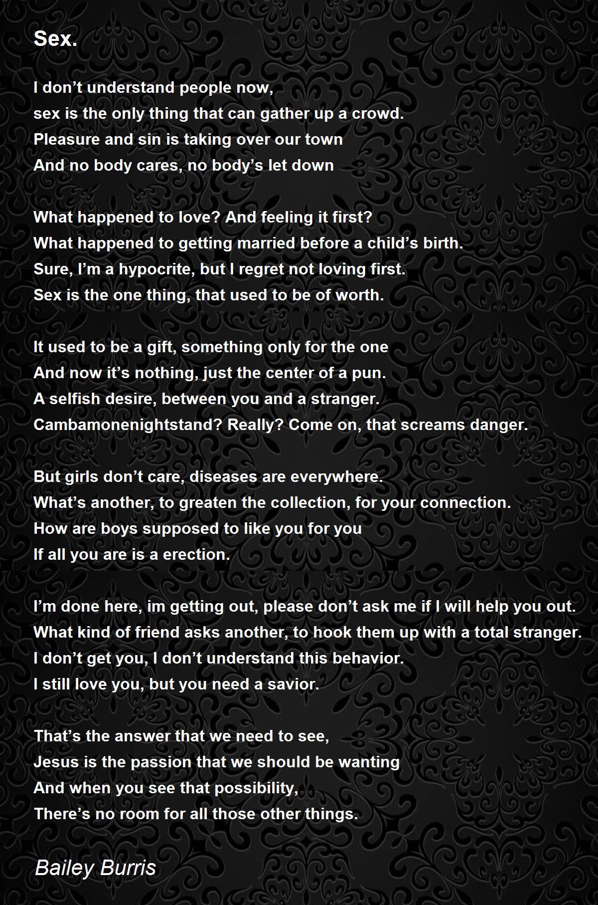 Sex. - Sex. Poem by Bailey Burris