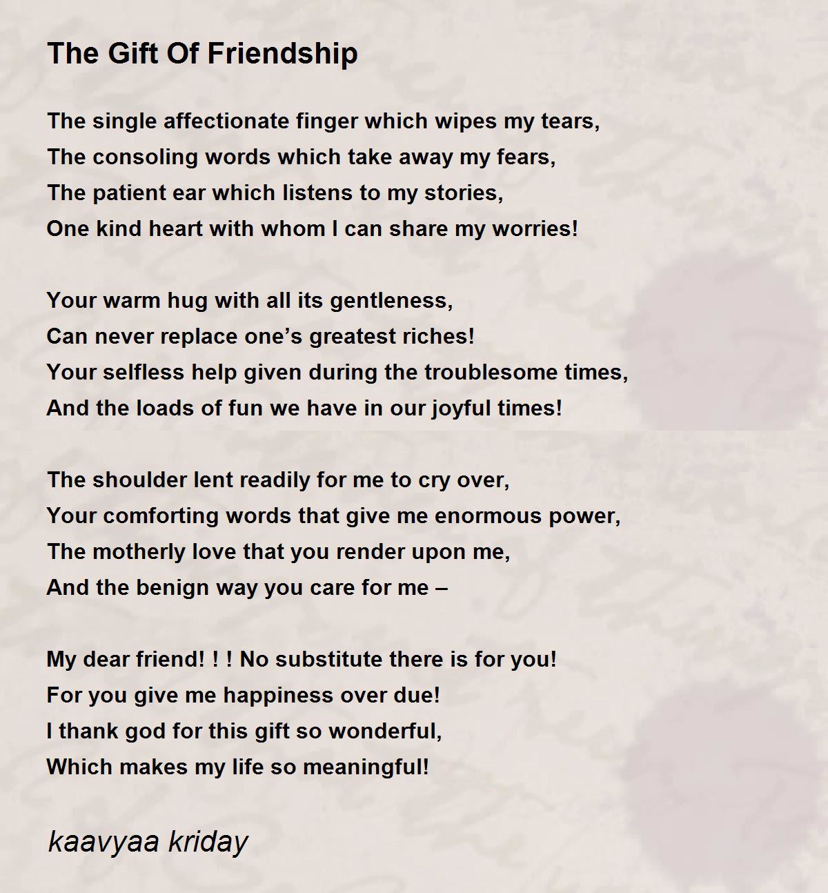 The Gift Of Friendship  The Gift Of Friendship Poem by Donna McCord