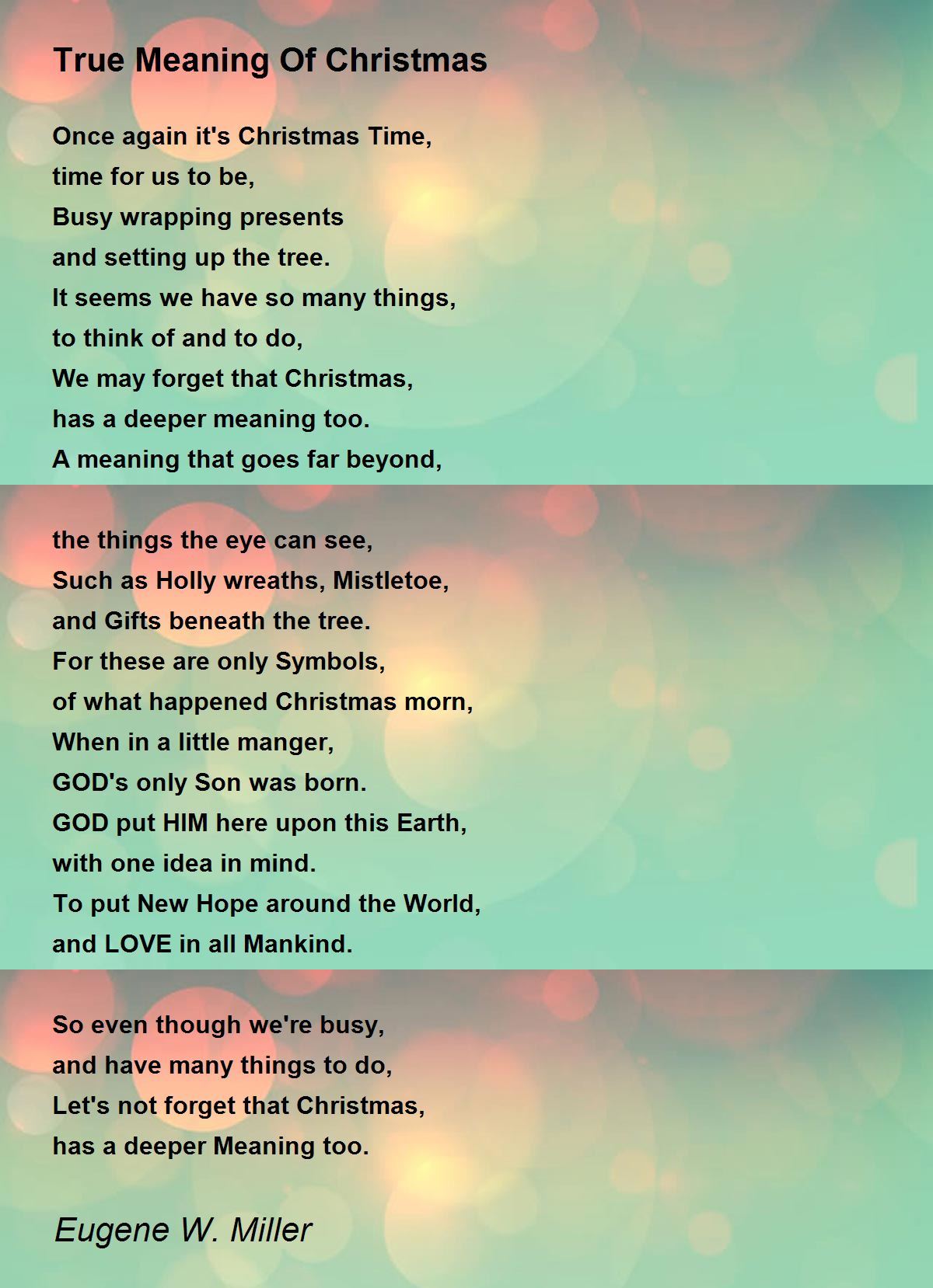 True Meaning Of Christmas Poem