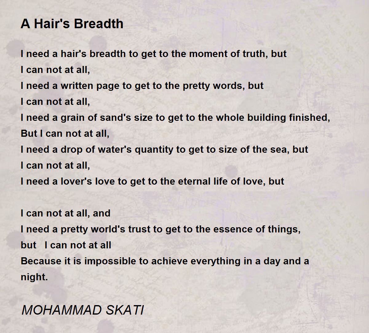 A Hair's Breadth - A Hair's Breadth Poem by MOHAMMAD SKATI