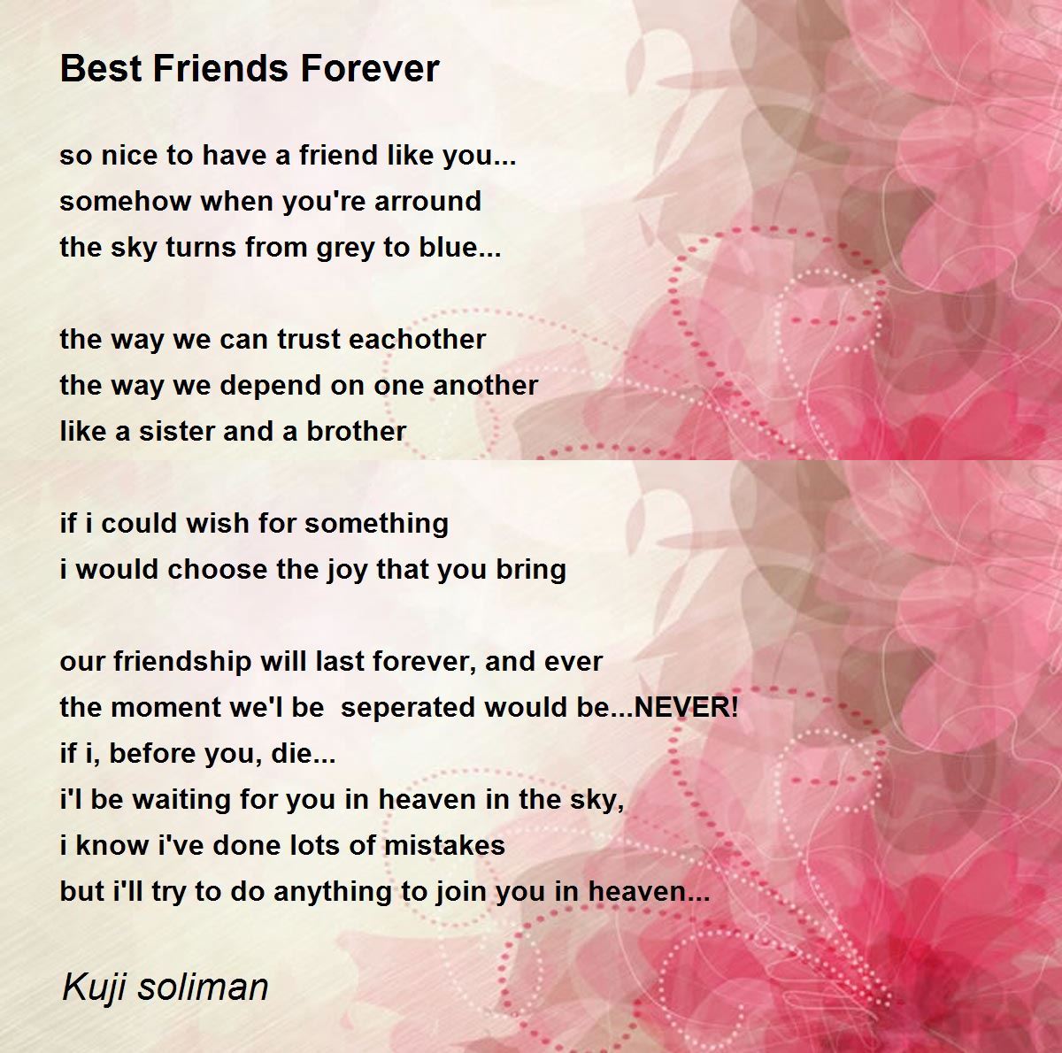 best friends forever poems for girls
