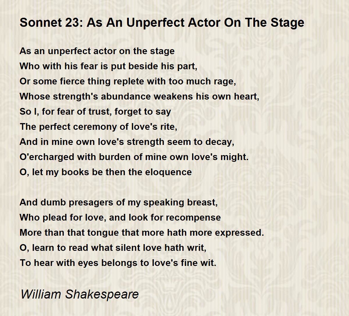 Shakespeare sonnet 23